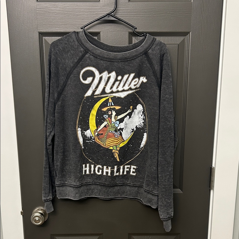 Miller High Life Graphic Sweatshirt Dark Gray Size Small